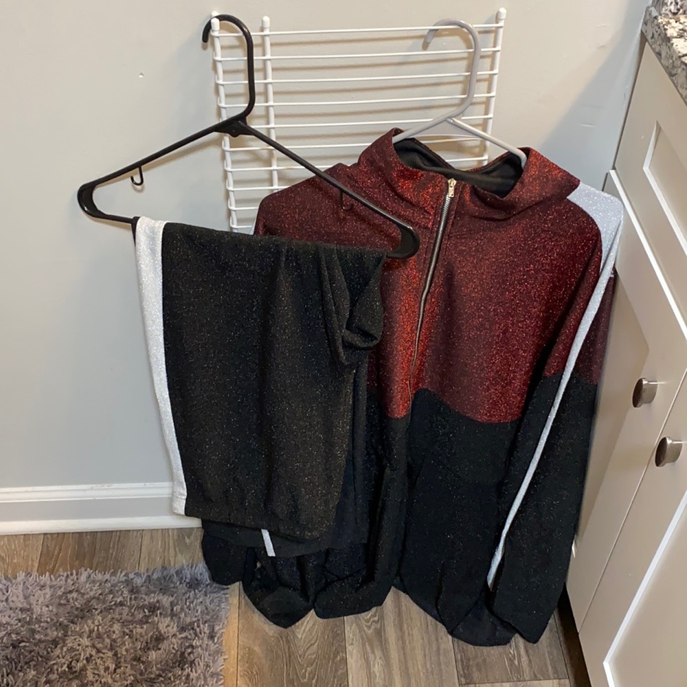 SHEIN 2-piece black and red peplum pants set